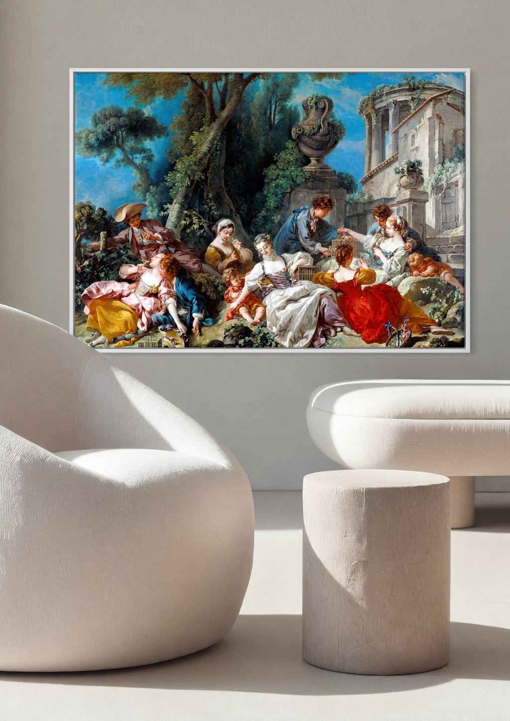 Quadro Decorativo A Gaiola de Pássaros – François Boucher em ambiente decorado