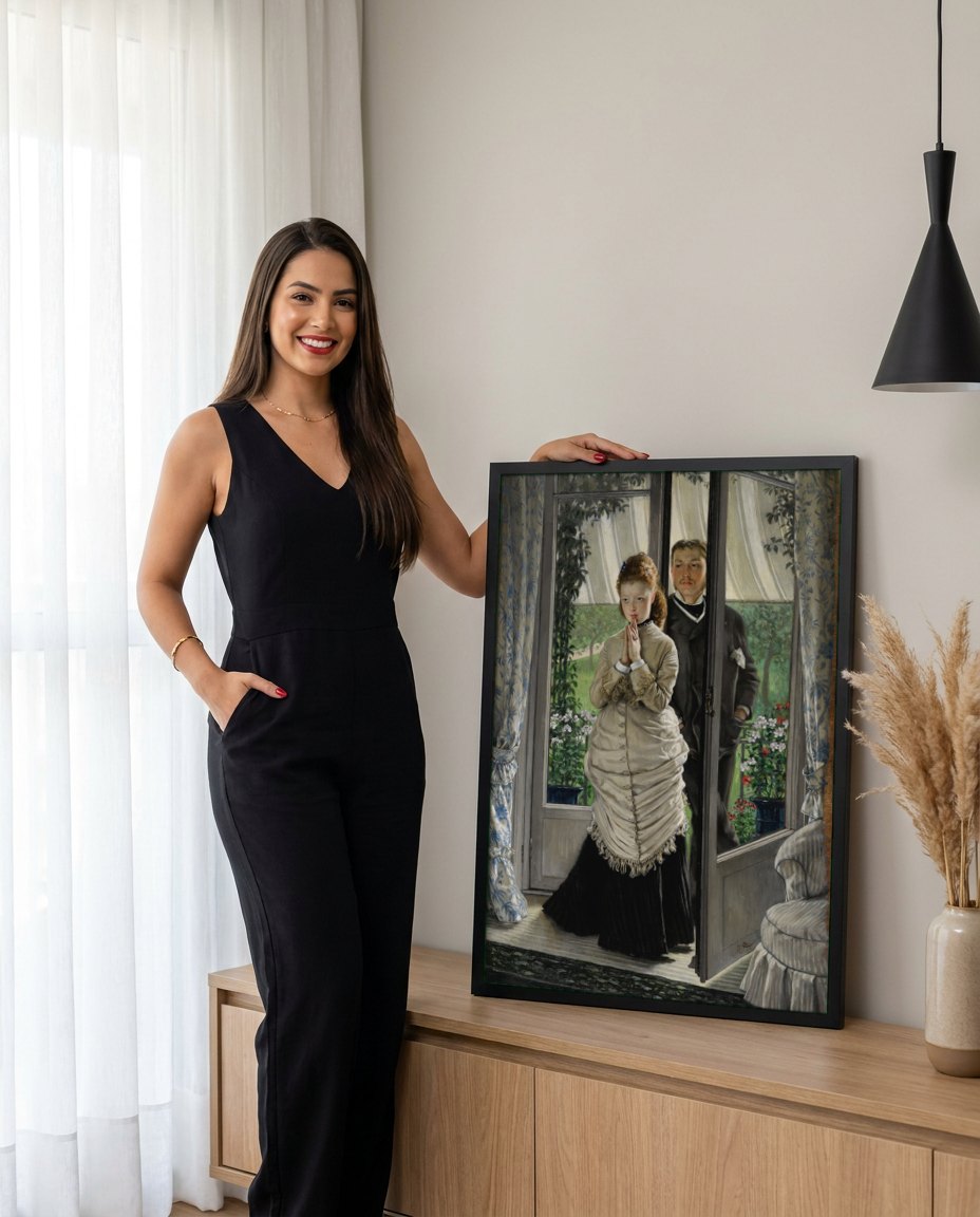 Quadro Decorativo A Despedida - James Tissot | modelo apresentando o quadro emoldurado