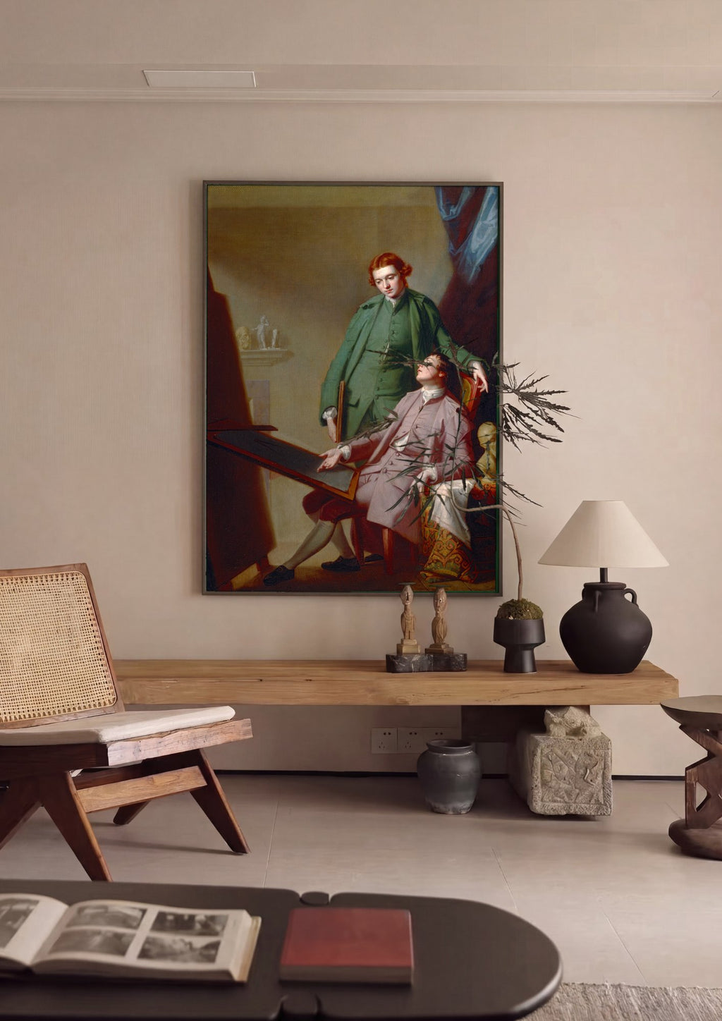Quadro Decorativo Dois Jovens Artistas - George Romney em ambiente decorado