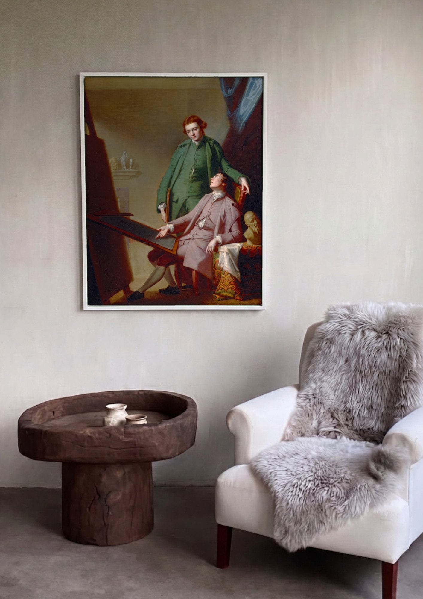 Quadro Decorativo Dois Jovens Artistas - George Romney em ambiente decorado
