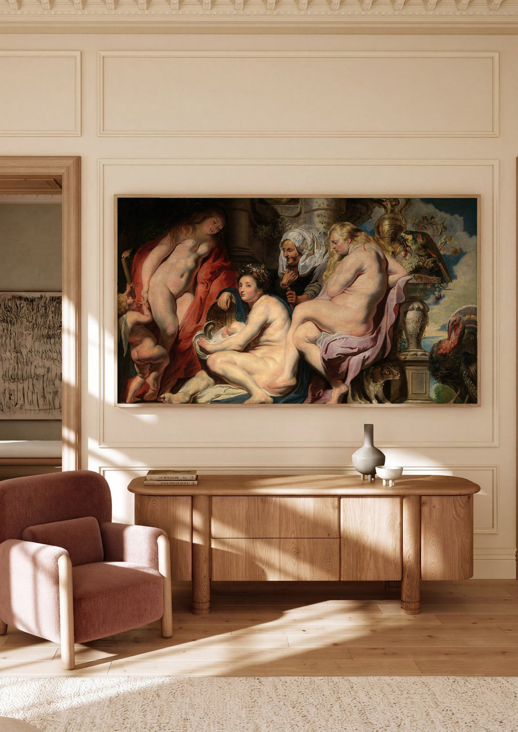 Quadro Decorativo A Abundância (As Três Graças) - Jacob Jordaens em ambiente decorado