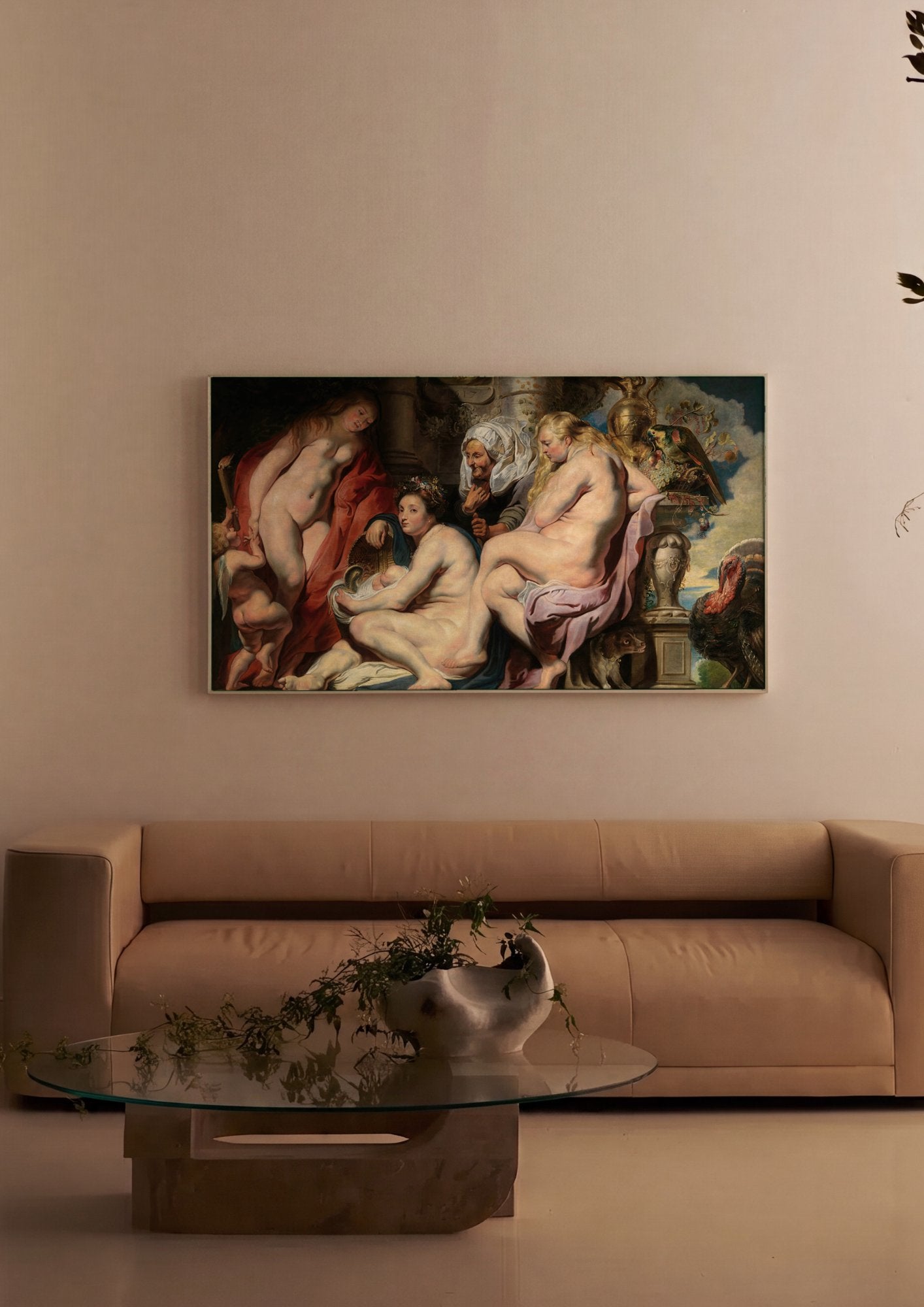 Quadro Decorativo A Abundância (As Três Graças) - Jacob Jordaens em ambiente decorado