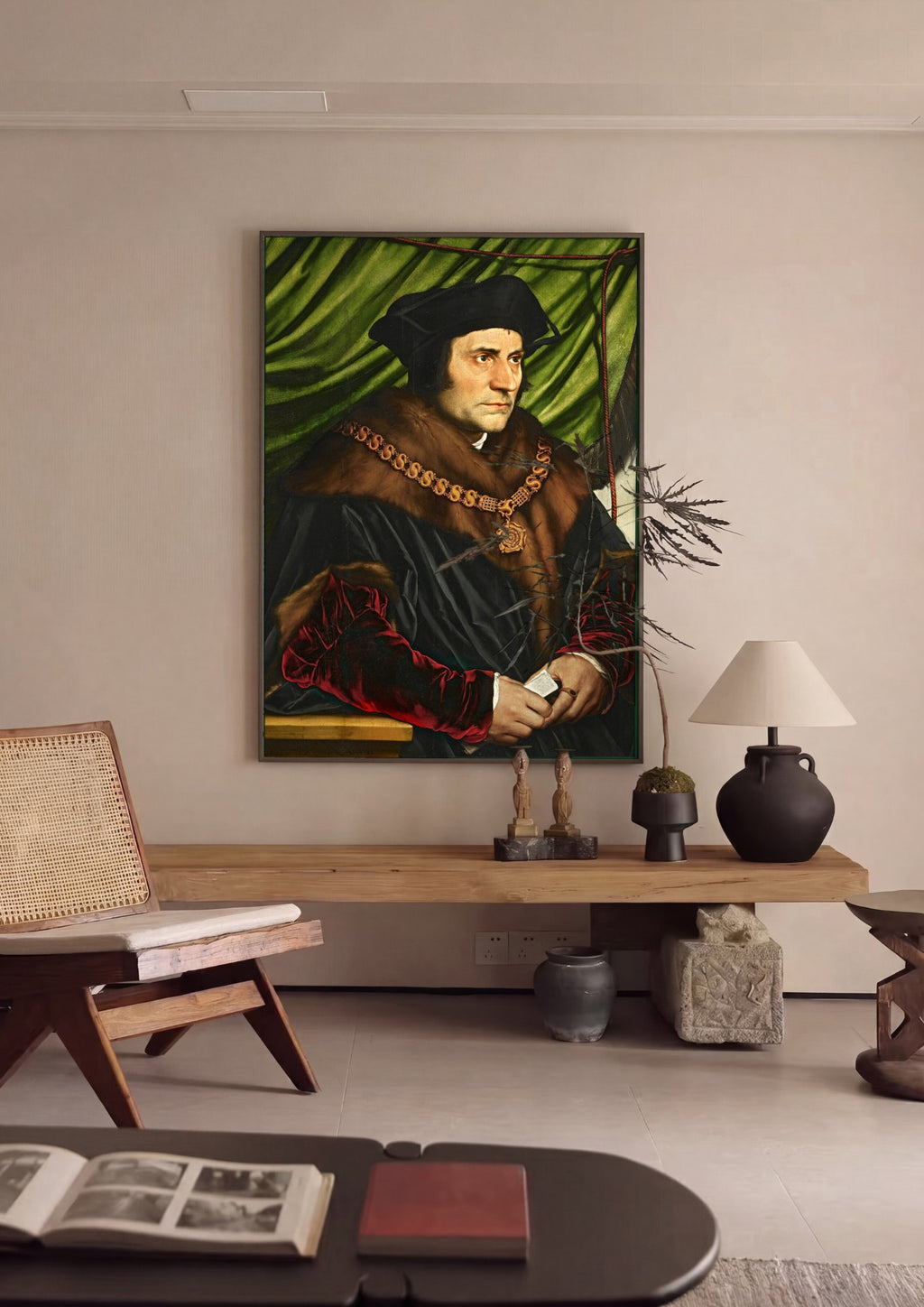 Quadro Decorativo Sir Thomas More - Hans Holbein em ambiente decorado