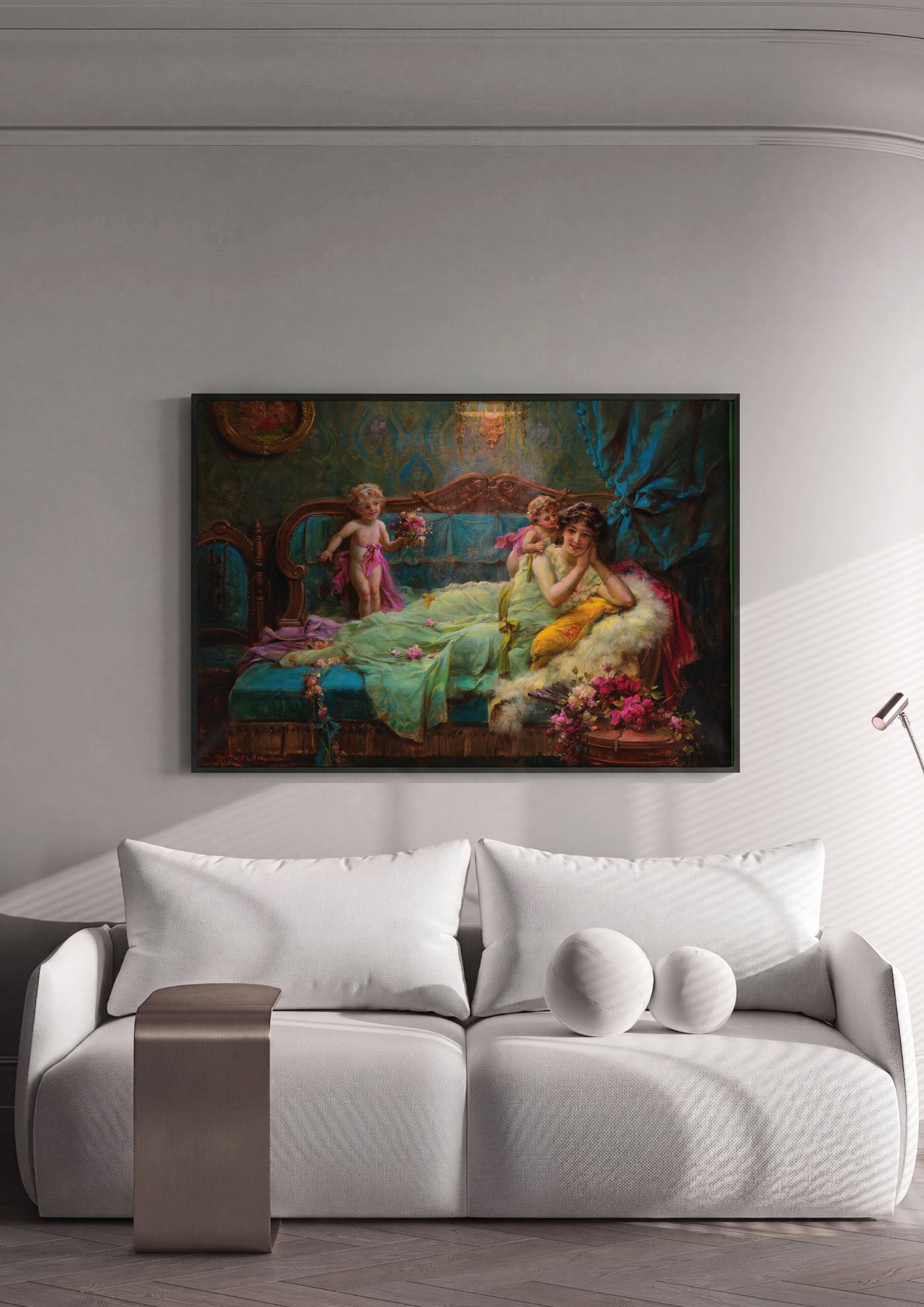 Quadro Decorativo A Oferenda de Flores - Hans Zatzka em ambiente decorado