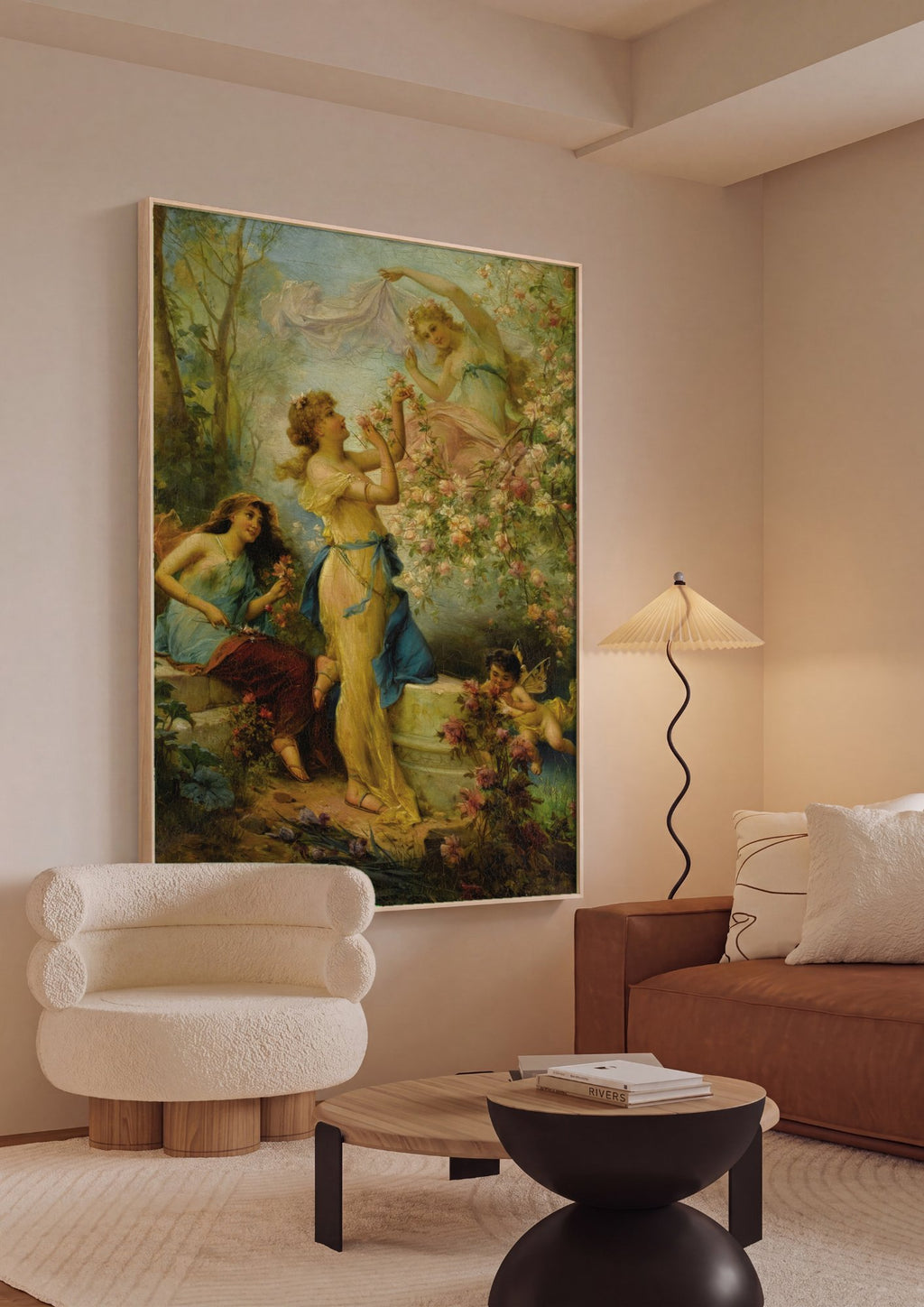 Quadro Decorativo A Oferenda das Rosas - Hans Zatzka em ambiente decorado