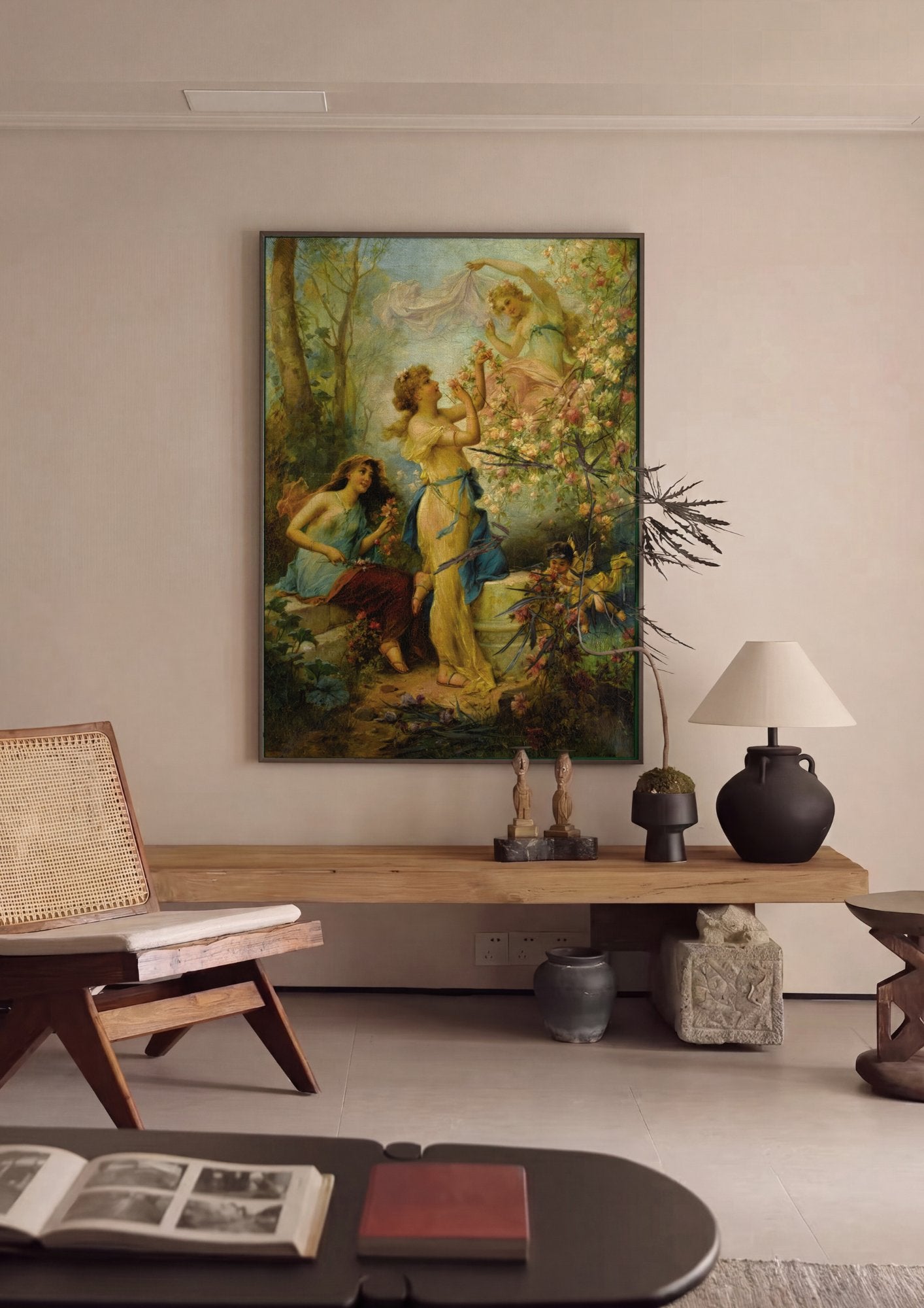 Quadro Decorativo A Oferenda das Rosas - Hans Zatzka em ambiente decorado