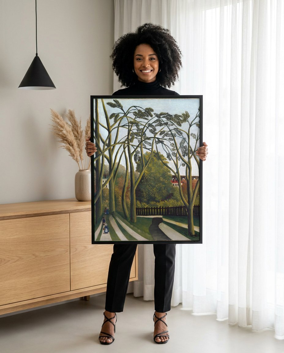 Quadro Decorativo A Alameda de Arvores - Henri Rousseau com modelo em ambiente
