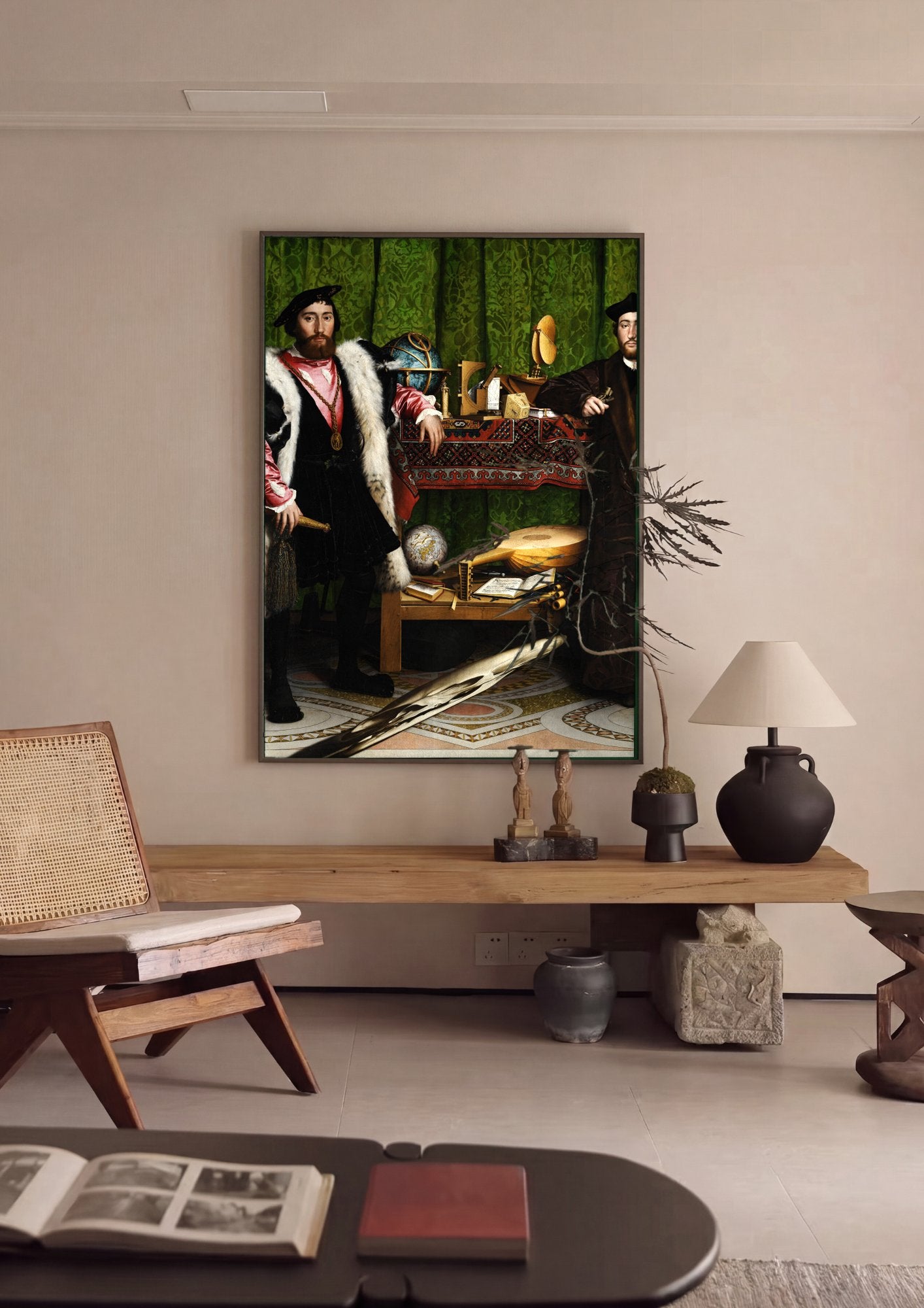 Quadro Decorativo Os Embaixadores - Hans Holbein, o Jovem em ambiente decorado