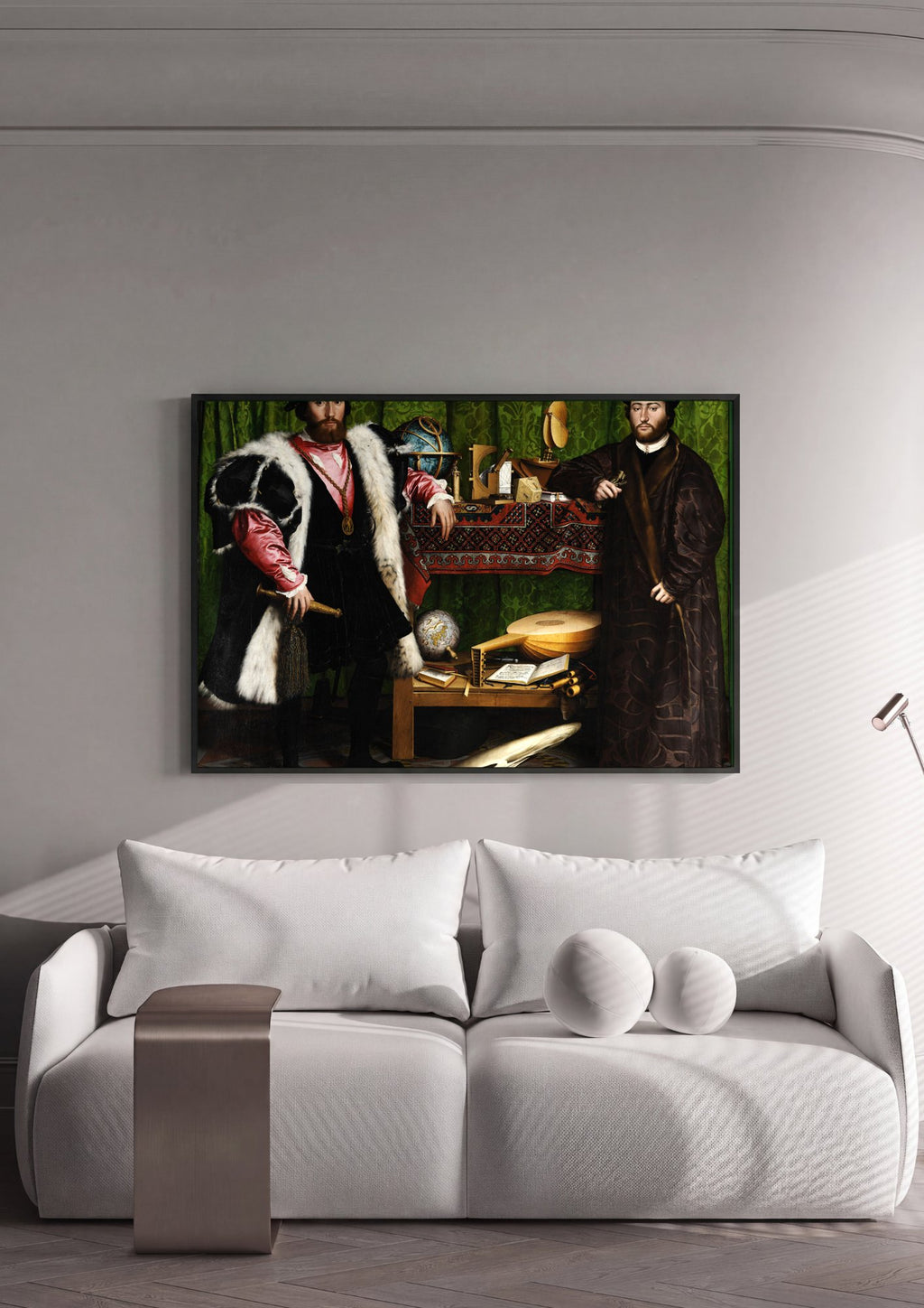 Quadro Decorativo Os Embaixadores - Hans Holbein, o Jovem em ambiente decorado