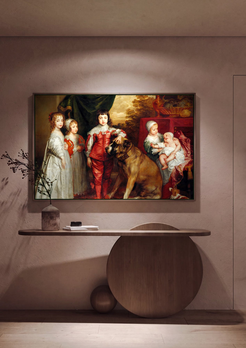Quadro Decorativo Os Filhos de Carlos I - Van Dyck em ambiente decorado