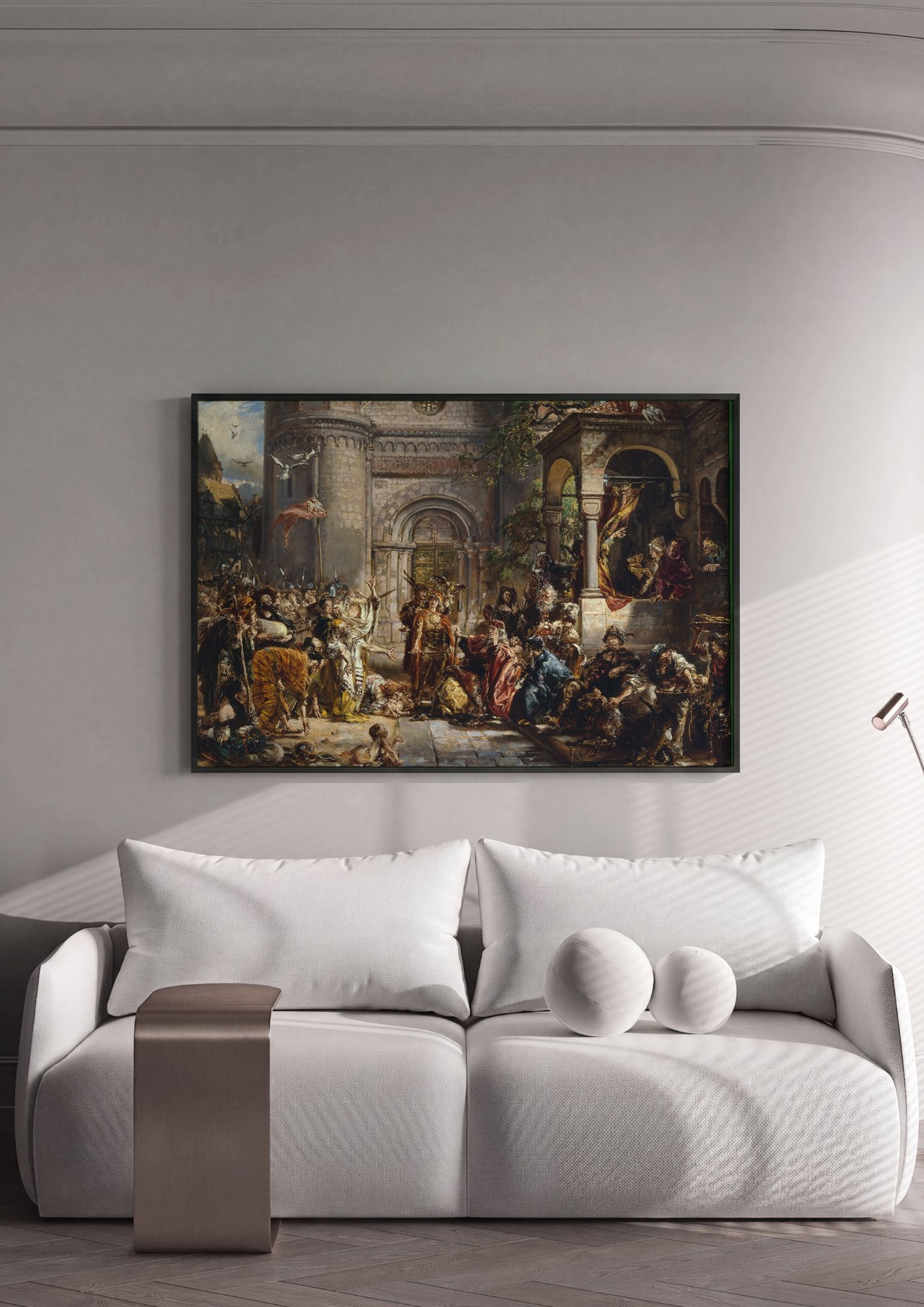 Quadro Decorativo A Chegada dos Monges - Jan Matejko em ambiente decorado
