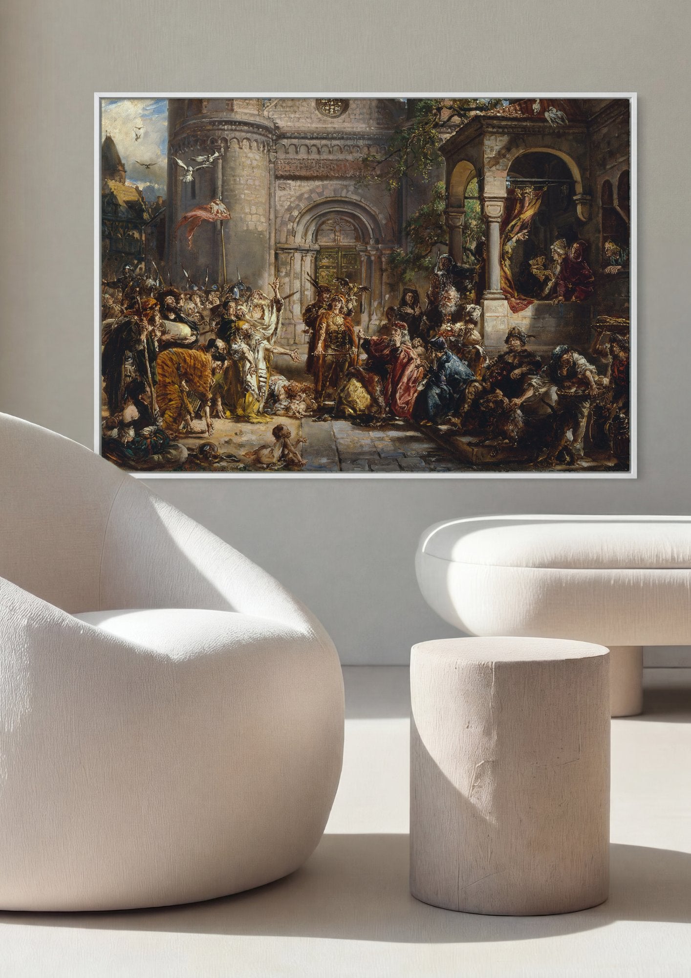 Quadro Decorativo A Chegada dos Monges - Jan Matejko em ambiente decorado