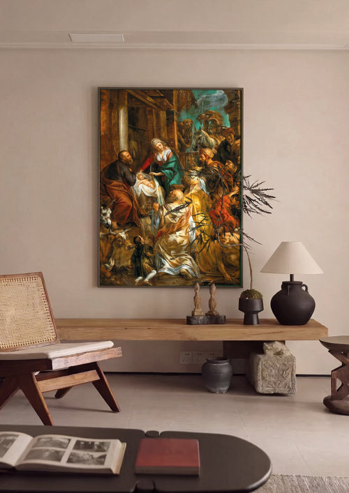 Quadro Decorativo A Adoração dos Magos - Jacob Jordaens em ambiente decorado