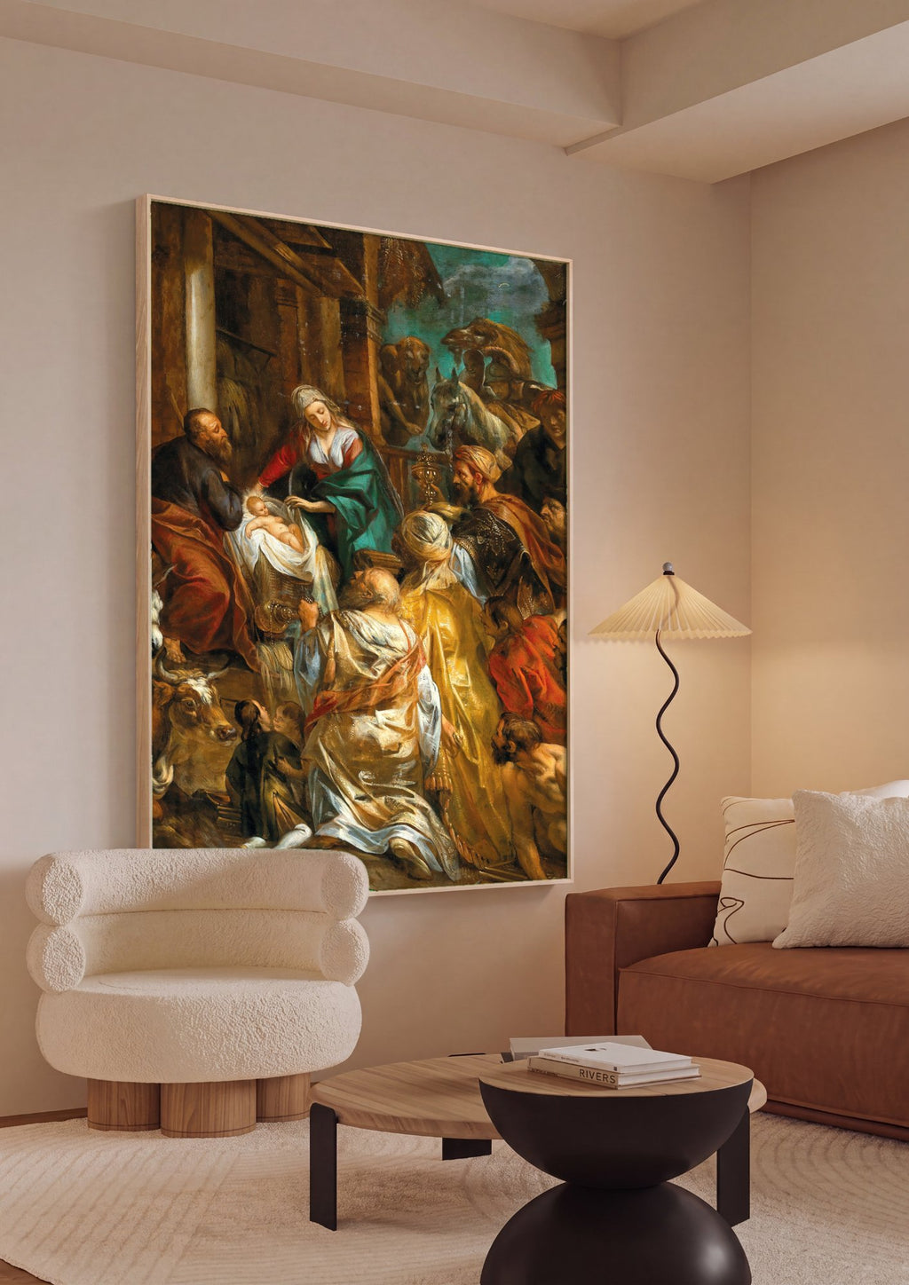 Quadro Decorativo A Adoração dos Magos - Jacob Jordaens em ambiente decorado