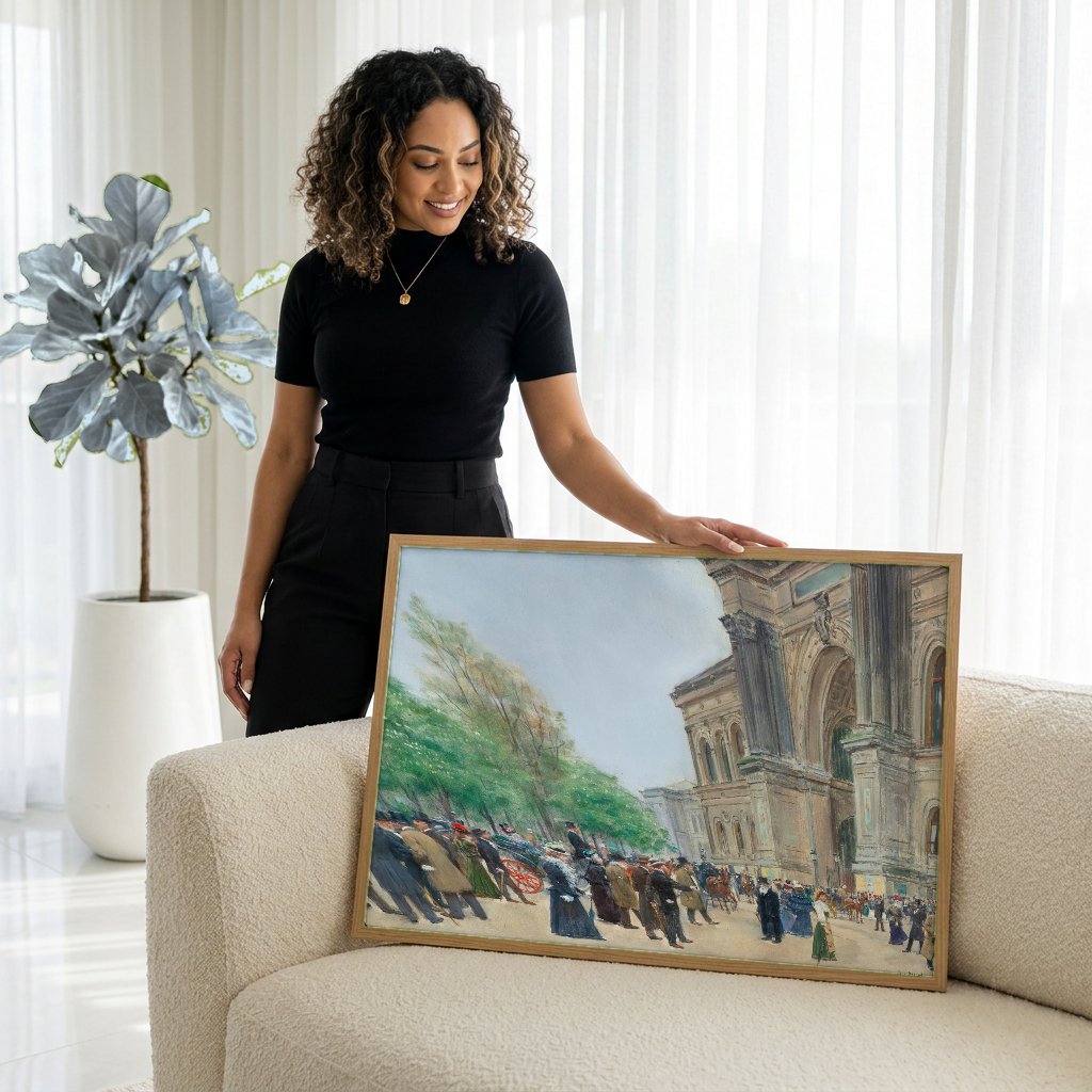 Quadro Decorativo Cena Urbana em Paris - Jean Béraud com modelo em ambiente