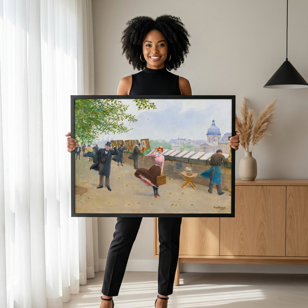 Quadro Decorativo Cena Urbana de Paris - Jean Béraud com modelo em ambiente