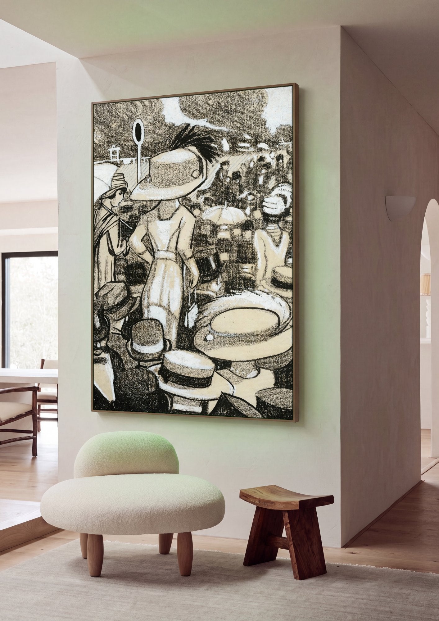 Quadro Decorativo A Corrida de Cavalos - Juan Gris em ambiente decorado