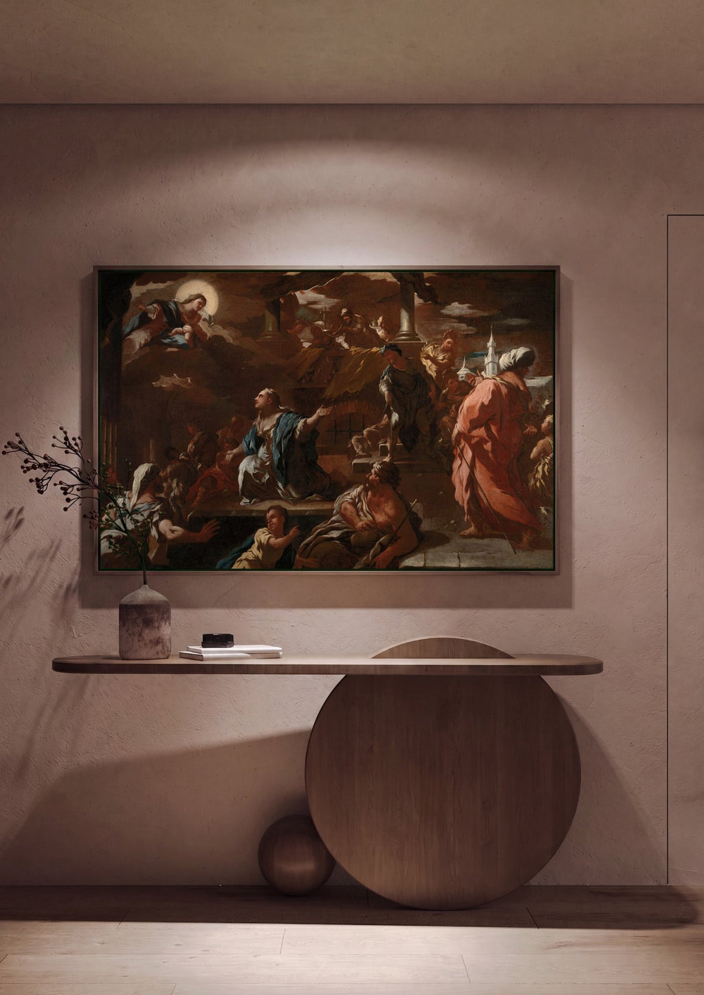 Quadro Decorativo A Adoração dos Magos - Luca Giordano em ambiente decorado