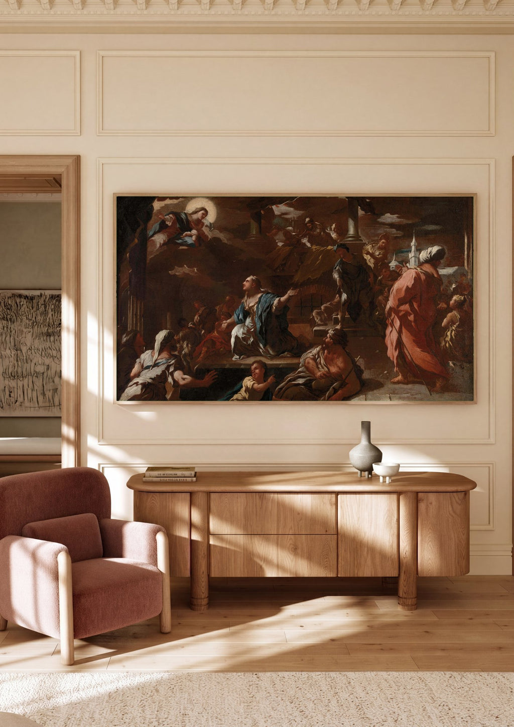 Quadro Decorativo A Adoração dos Magos - Luca Giordano em ambiente decorado