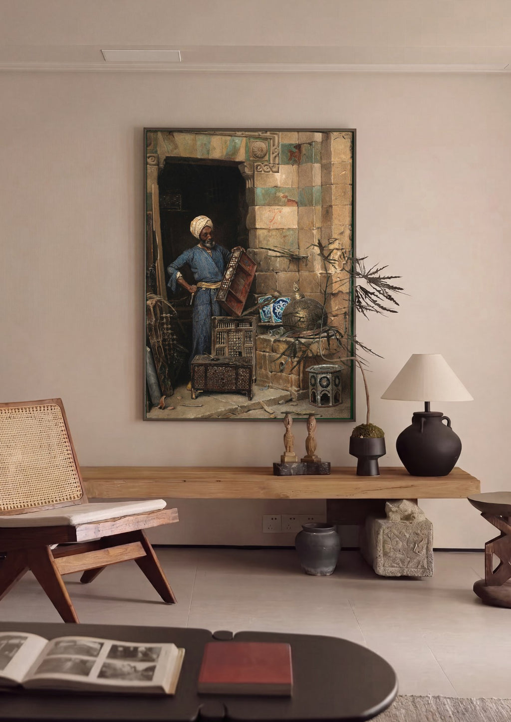 Quadro Decorativo O Vendedor de Caixas - Ludwig Deutsch em ambiente decorado