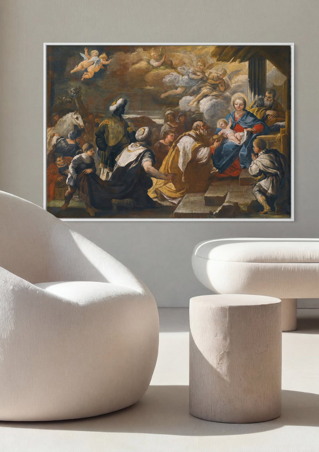 Quadro Decorativo A Adoração dos Magos - Luca Giordano em ambiente decorado
