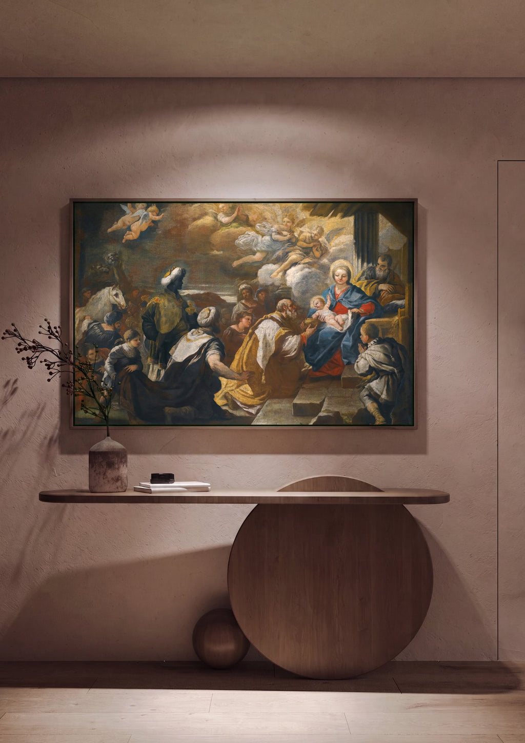 Quadro Decorativo A Adoração dos Magos - Luca Giordano em ambiente decorado