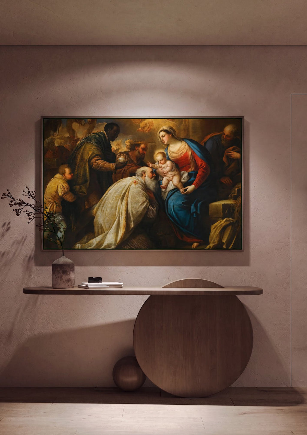 Quadro Decorativo A Adoração dos Magos - Luca Giordano em ambiente decorado