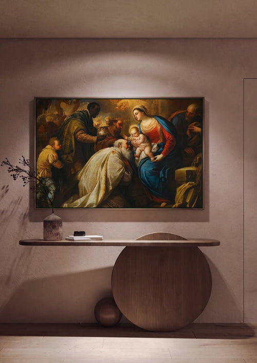 Quadro Decorativo A Adoração dos Magos - Luca Giordano em ambiente decorado