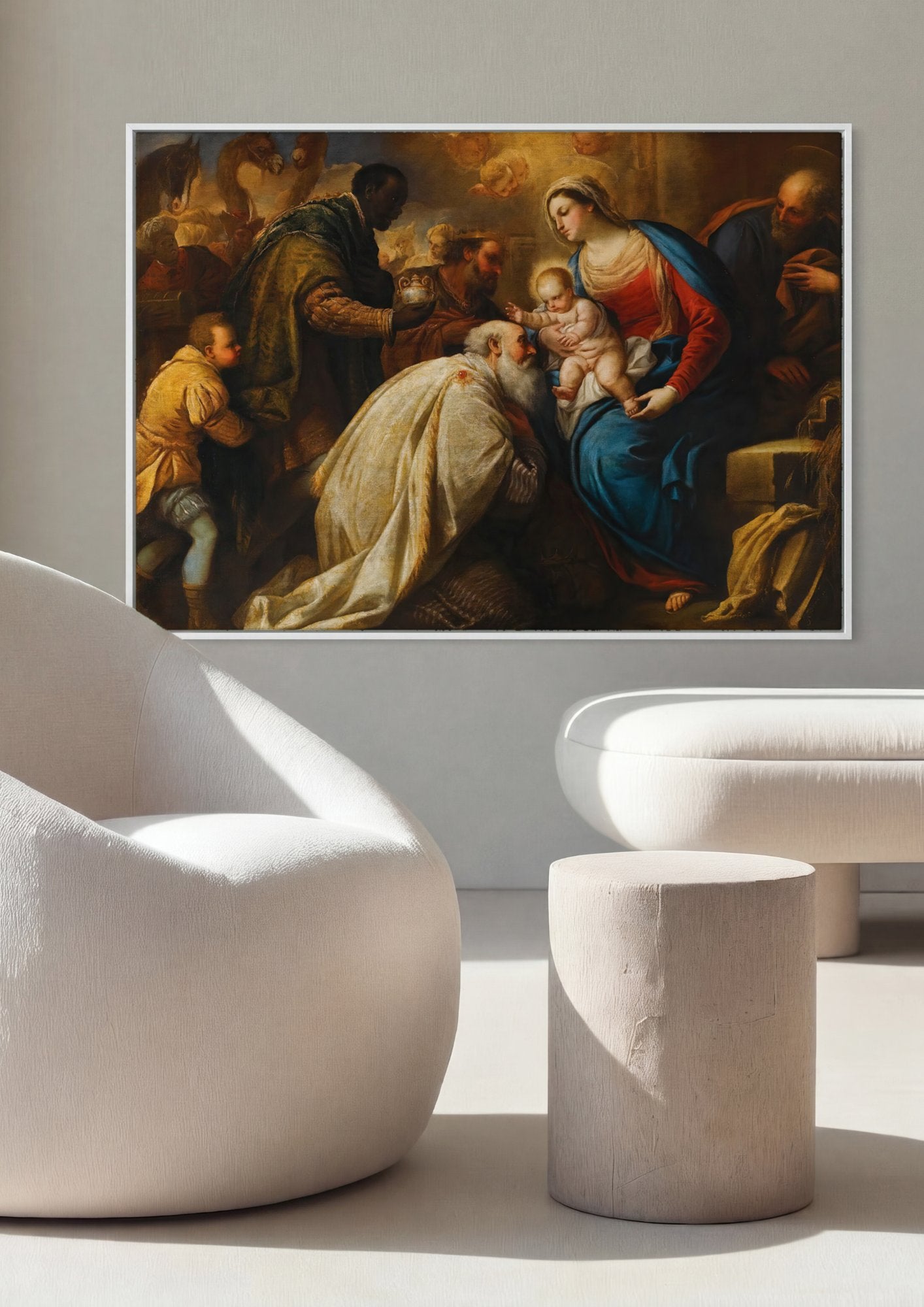 Quadro Decorativo A Adoração dos Magos - Luca Giordano em ambiente decorado
