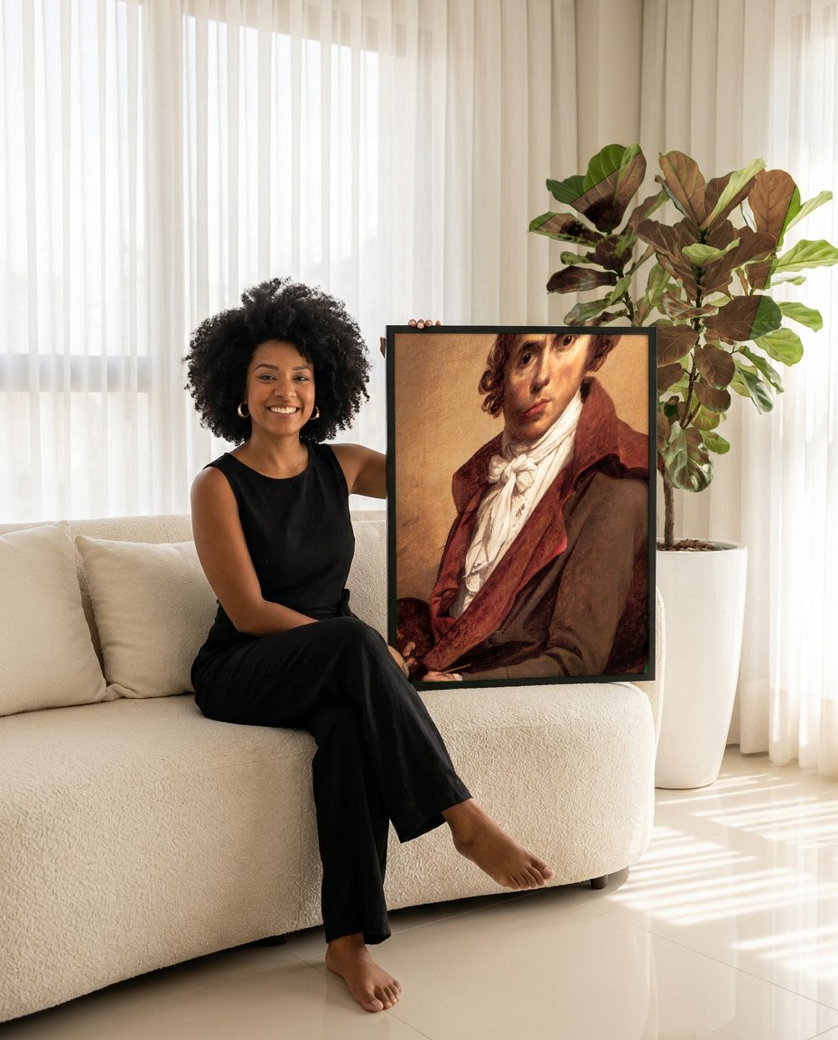 Quadro Decorativo Autorretrato - Jacques-Louis David com modelo em ambiente