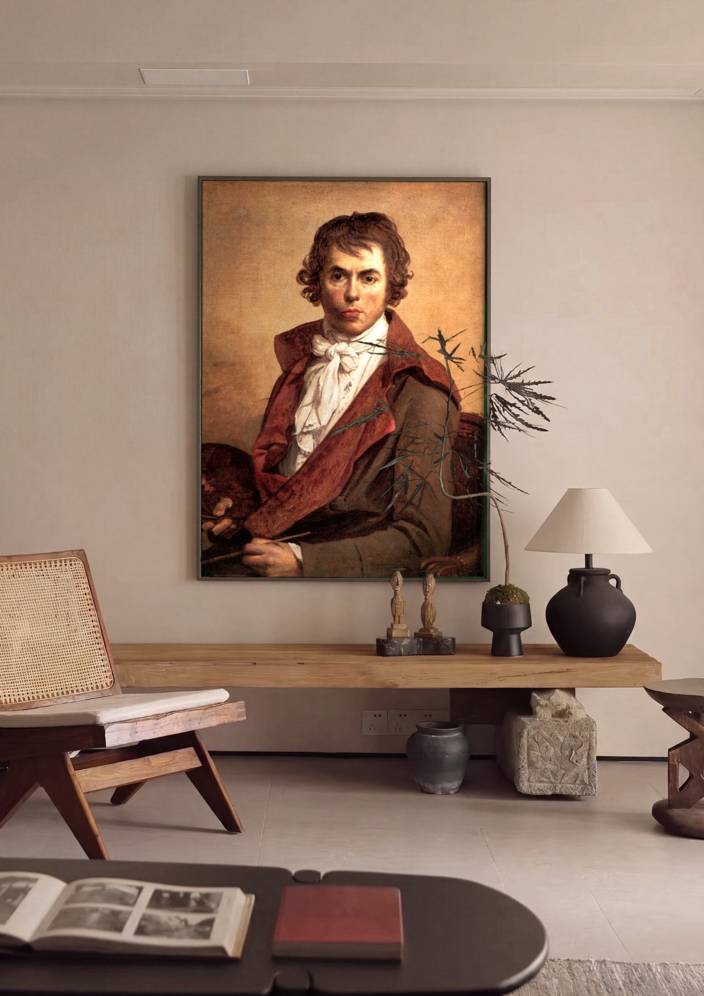 Quadro Decorativo Autorretrato - Jacques-Louis David em ambiente decorado