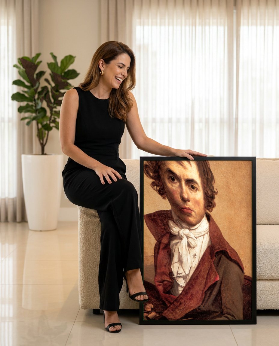 Quadro Decorativo Autorretrato - Jacques-Louis David com modelo em ambiente
