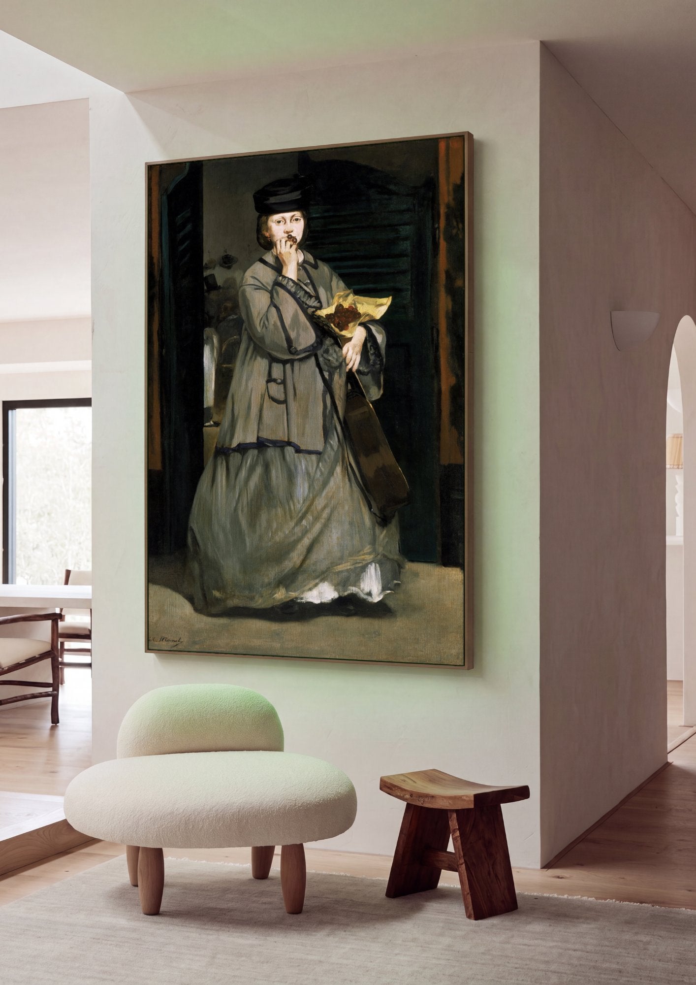 Quadro Decorativo A Mulher das Cerejas - Manet em ambiente decorado