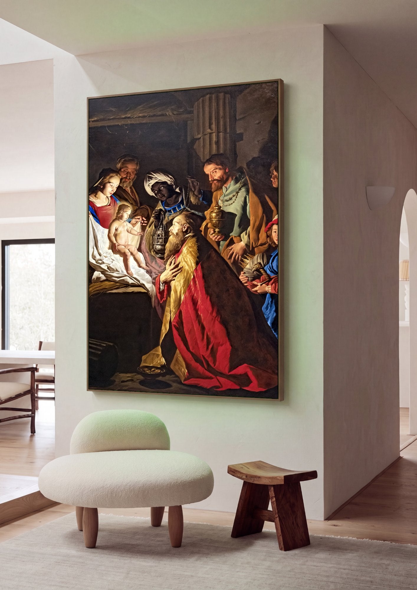 Quadro Decorativo A Adoração dos Magos - Matthias Stomer em ambiente decorado