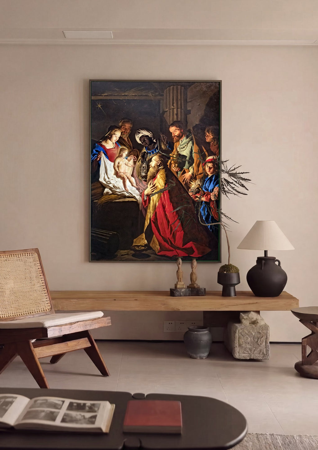 Quadro Decorativo A Adoração dos Magos - Matthias Stomer em ambiente decorado