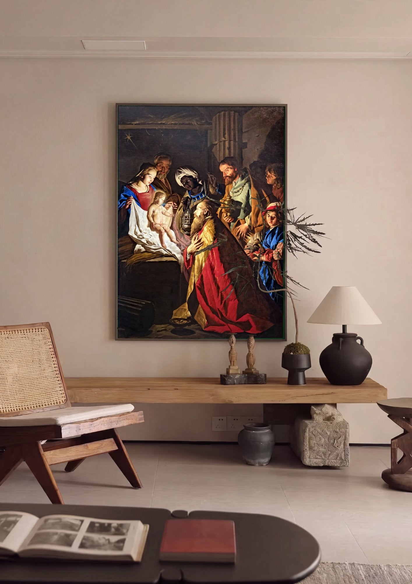 Quadro Decorativo A Adoração dos Magos - Matthias Stomer em ambiente decorado