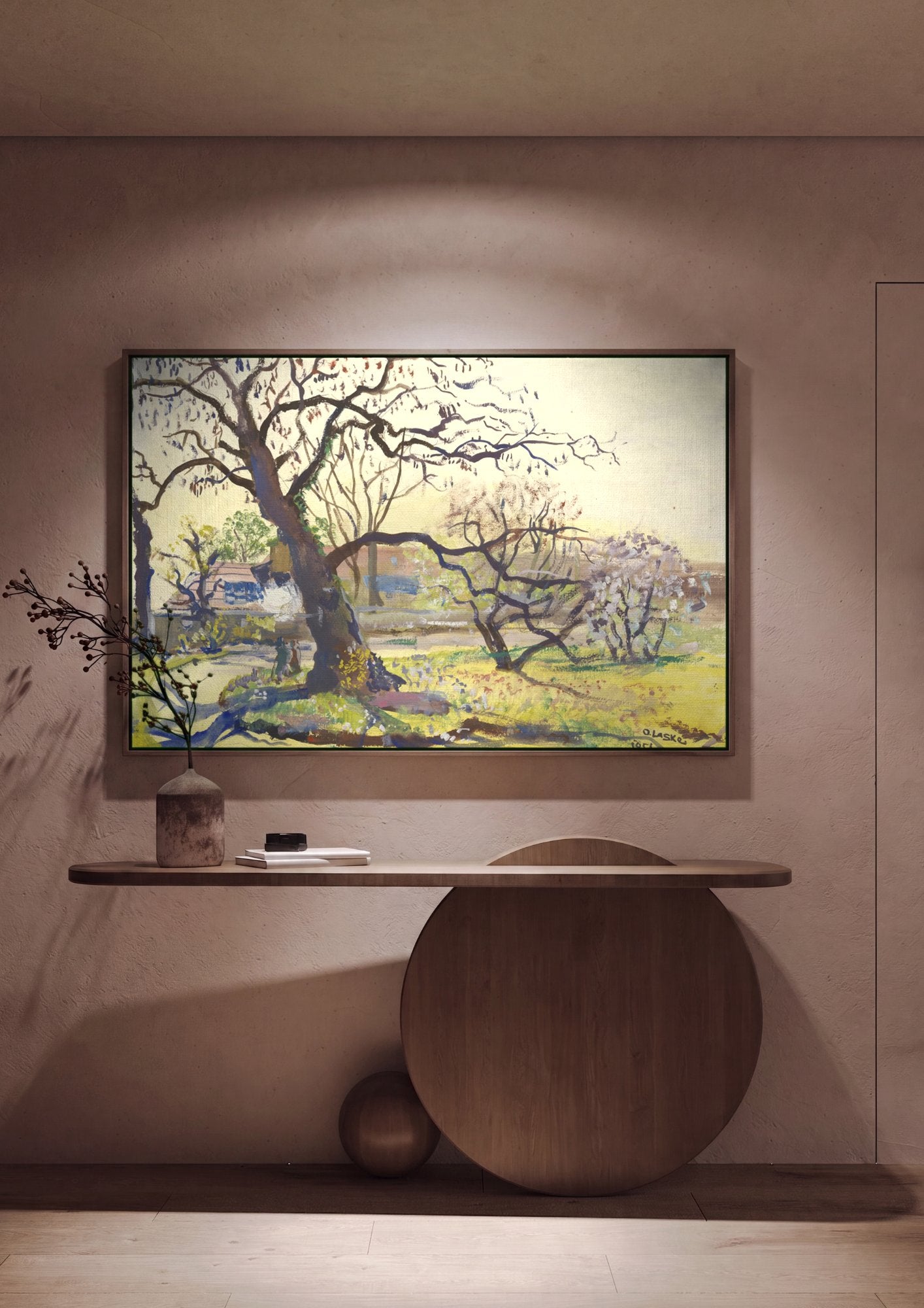 Quadro Decorativo Paisagem com Árvores - Oskar Laske em ambiente decorado