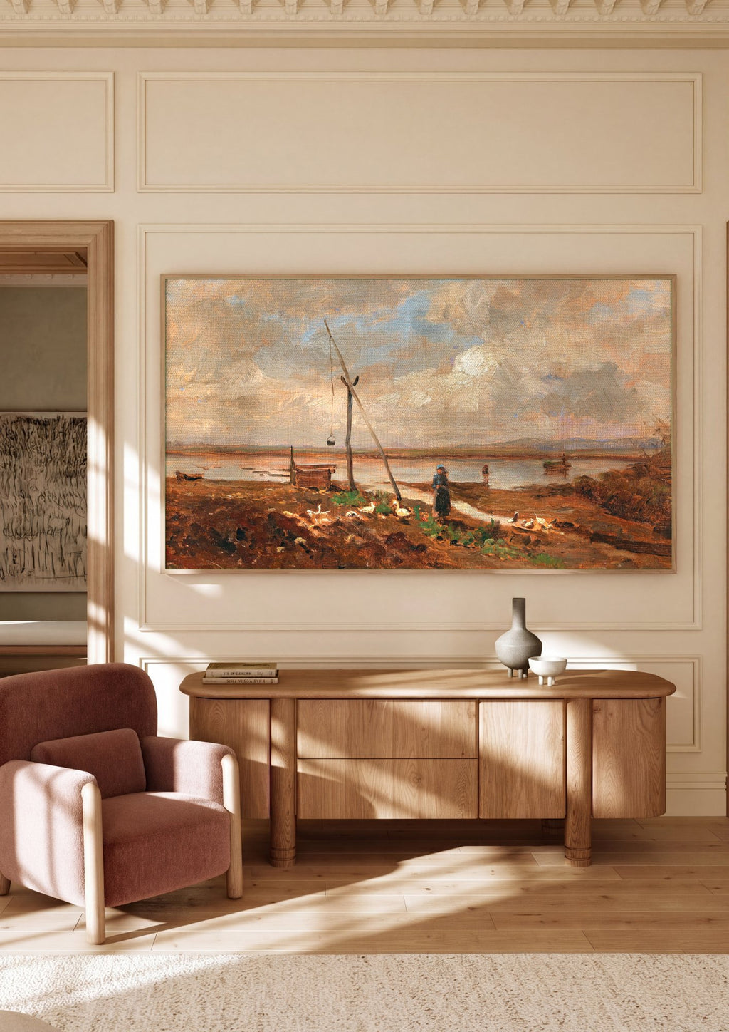 Quadro Decorativo Cena Rural com Patos - Olga Wisinger-Florian em ambiente decorado