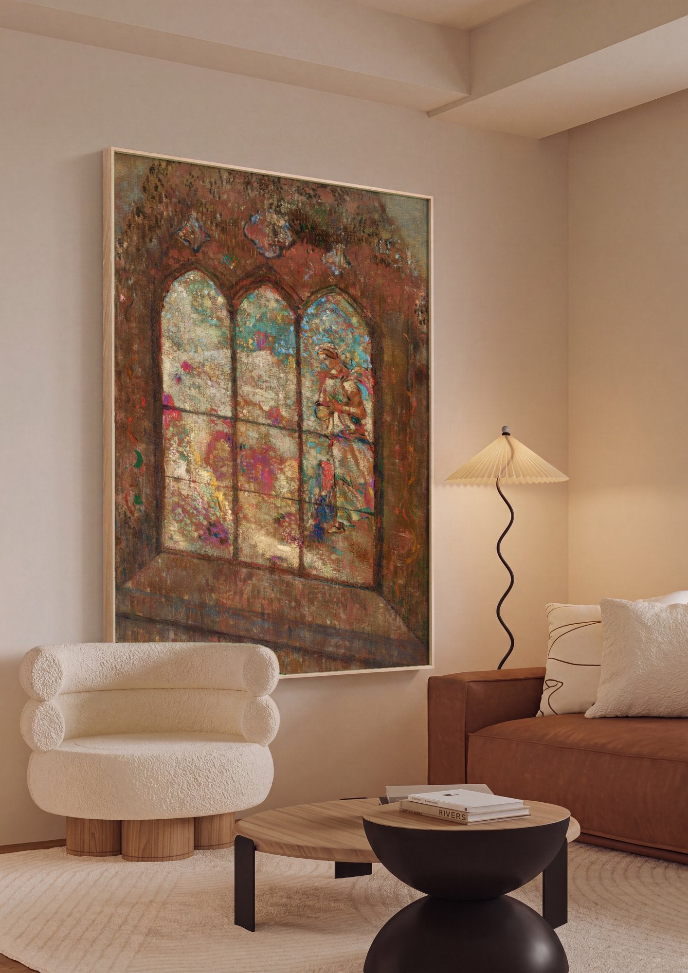Quadro Decorativo A Janela com Figuras - Odilon Redon em ambiente decorado