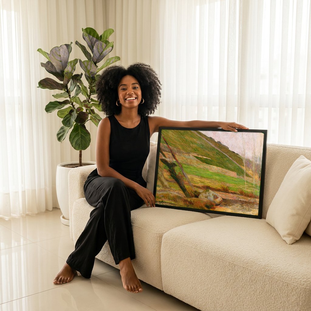 Quadro Decorativo Paisagem com Árvores - Paul Gauguin com modelo em ambiente