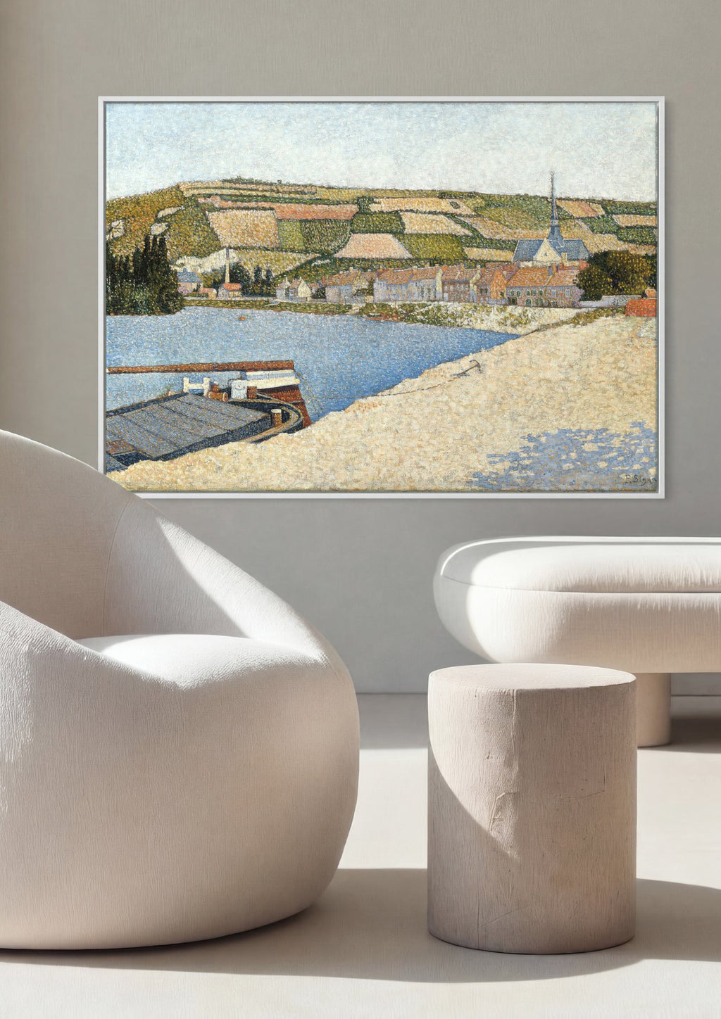 Quadro Decorativo Porto em Les Andelys - Paul Signac em ambiente decorado