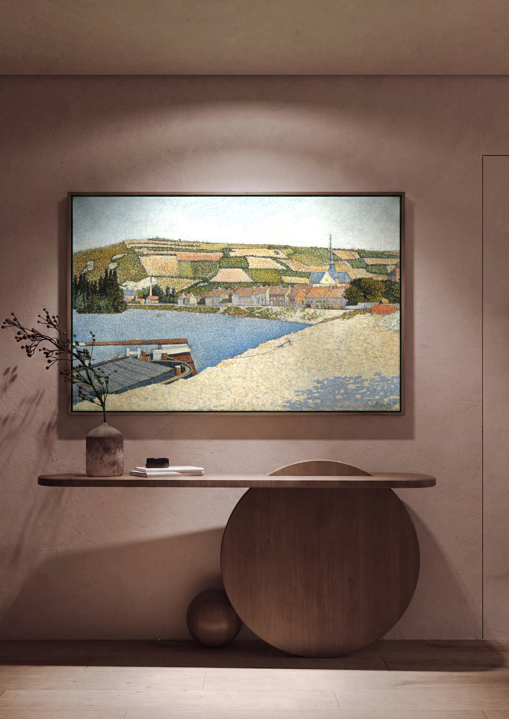 Quadro Decorativo Porto em Les Andelys - Paul Signac em ambiente decorado