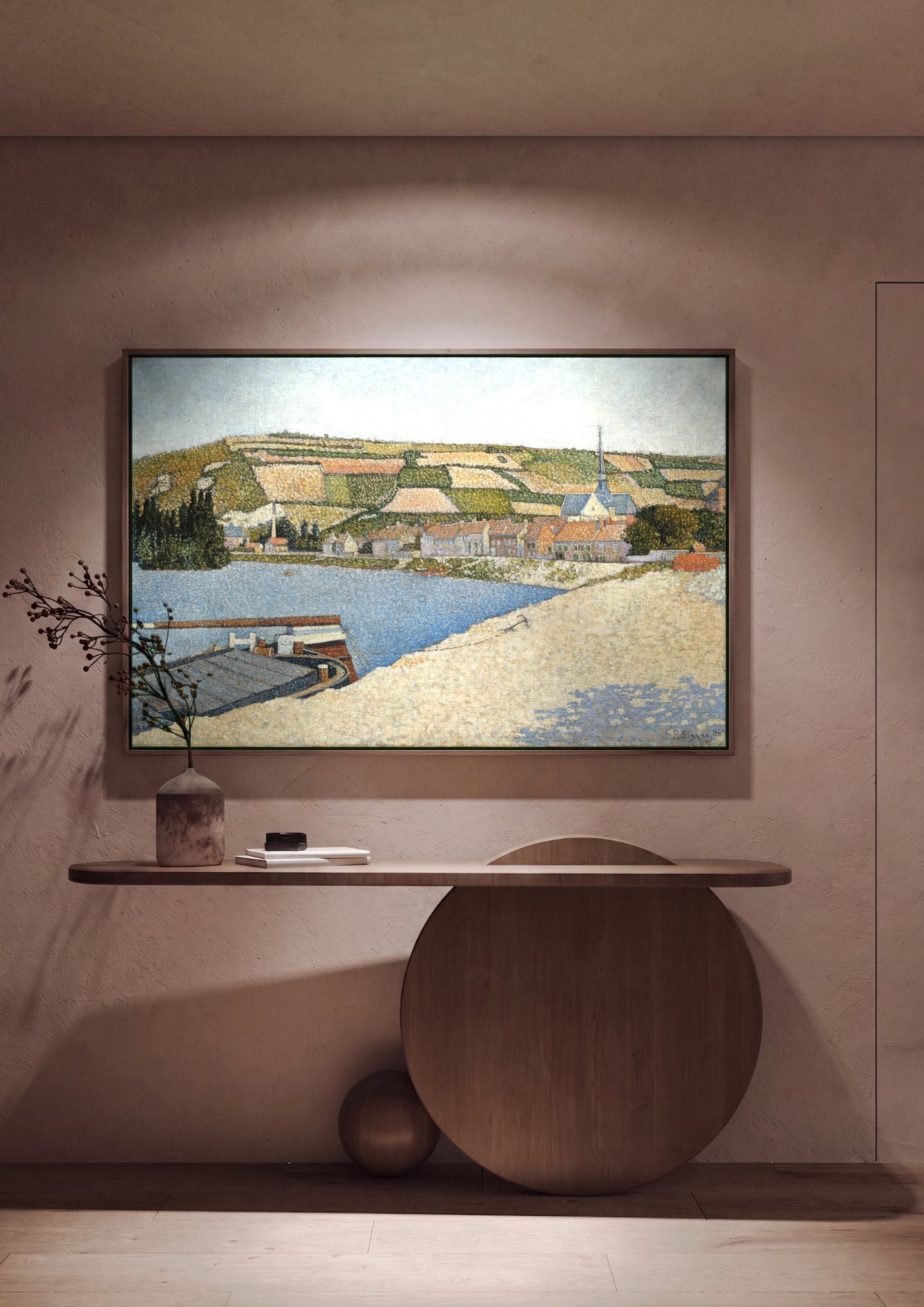 Quadro Decorativo Porto em Les Andelys - Paul Signac em ambiente decorado