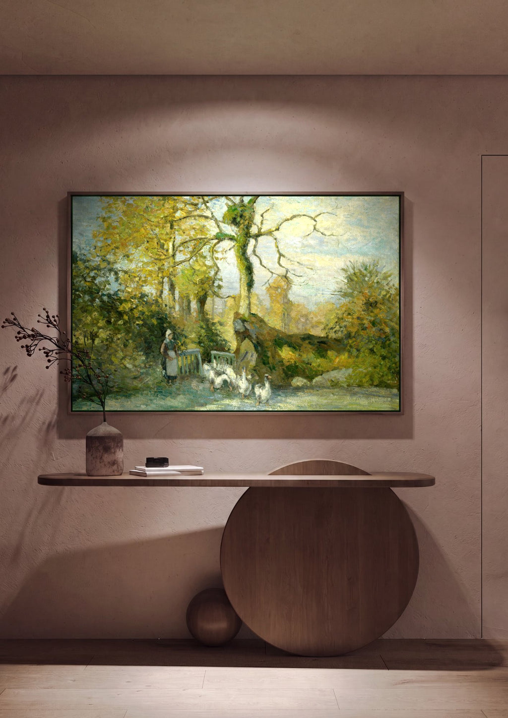 Quadro Decorativo A Guardiã dos Gansos - Pissarro em ambiente decorado