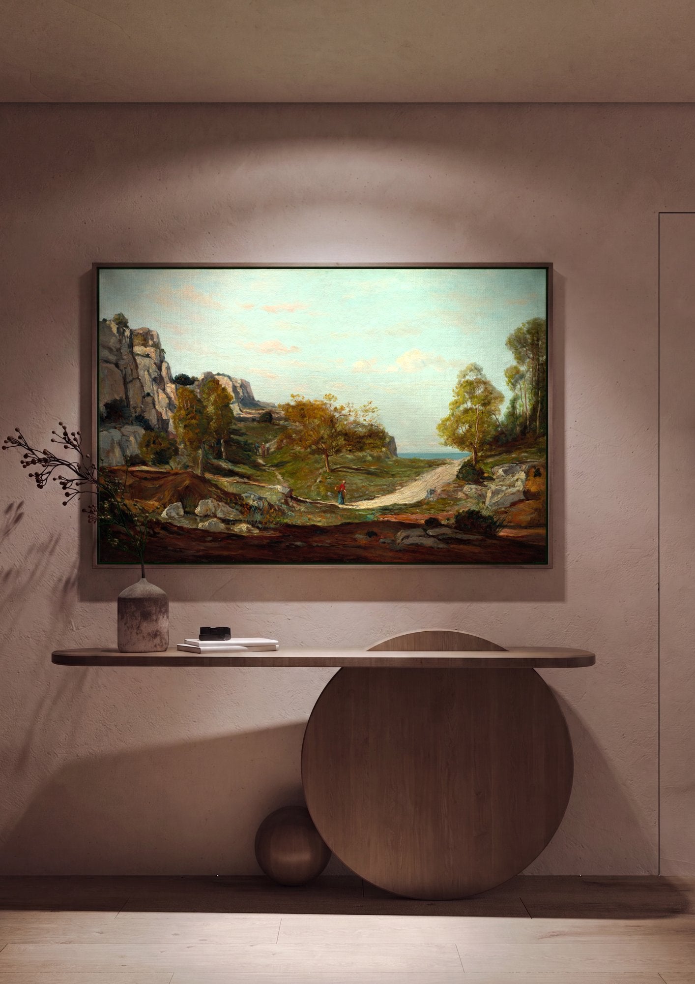 Quadro Decorativo Paisagem com Figuras - Paul Gauguin em ambiente decorado