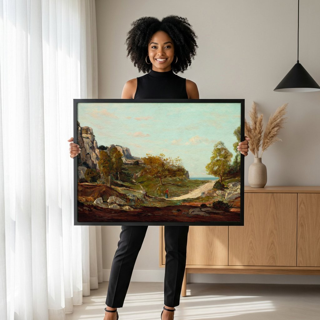 Quadro Decorativo Paisagem com Figuras - Paul Gauguin com modelo em ambiente