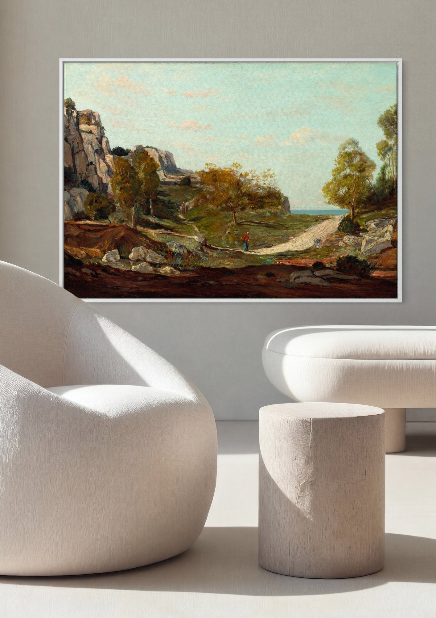 Quadro Decorativo Paisagem com Figuras - Paul Gauguin em ambiente decorado