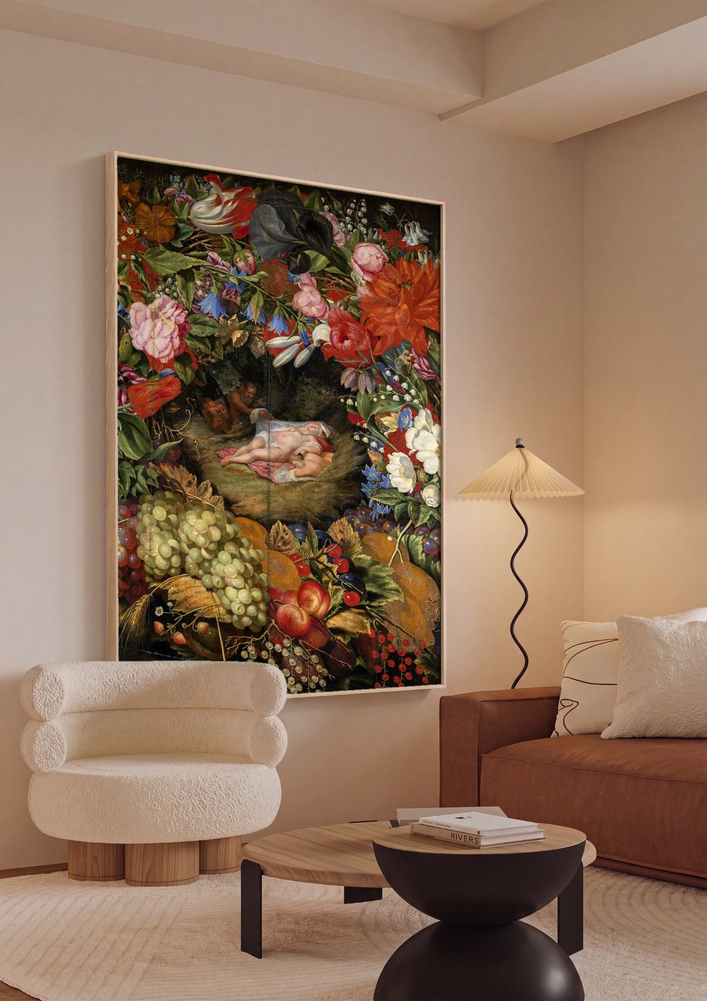 Quadro Decorativo A Grinalda de Frutas - Rubens em ambiente decorado