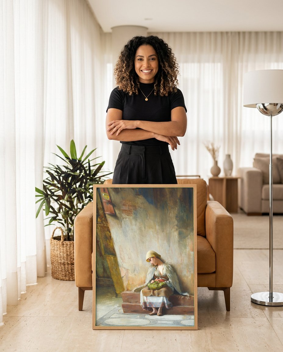 Quadro Decorativo A Oferenda - Theodoros Ralli com modelo em ambiente