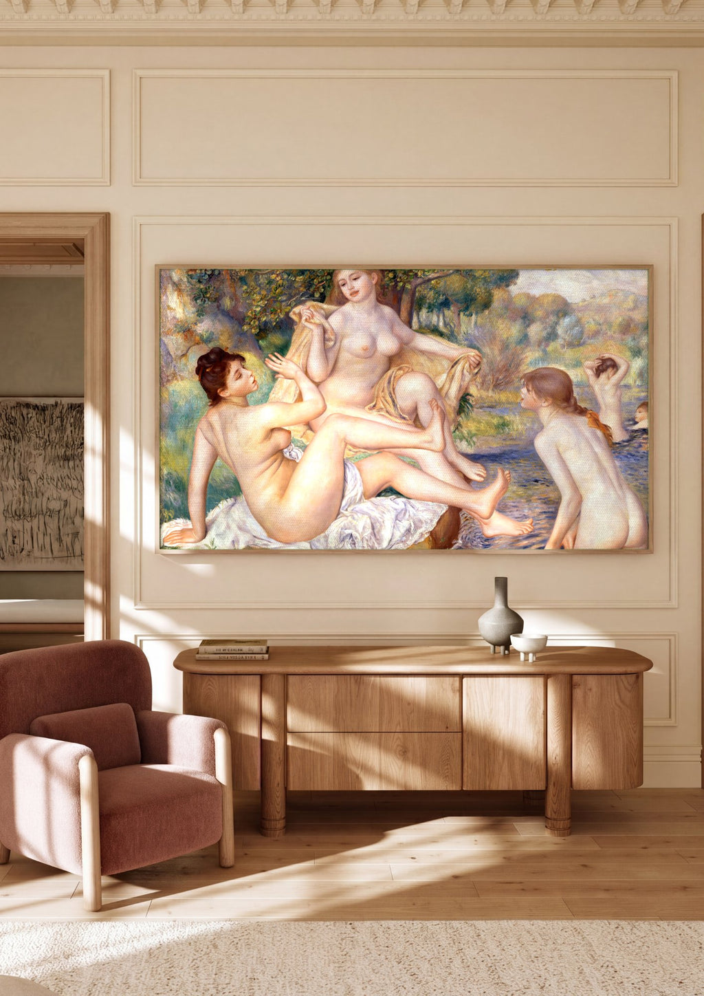 Quadro Decorativo As Grandes Banhistas - Renoir em ambiente decorado